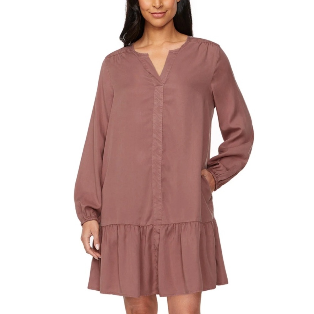 Buffalo David Bitton Effortless Chic Mauve Ruffle Dress with Pockets - Size M